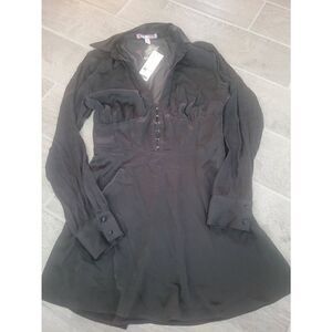 UO Urban Outfitters Phoebe Corsetted Long Sleeve Shirt Dress‎ Size Medium Black